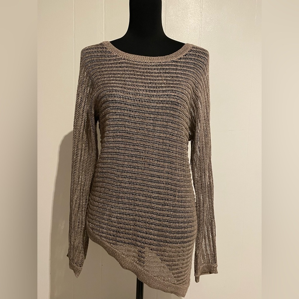 Apt. 9 Women's Tan w/copper metallic thread intertwined, Crew Neck Sweater